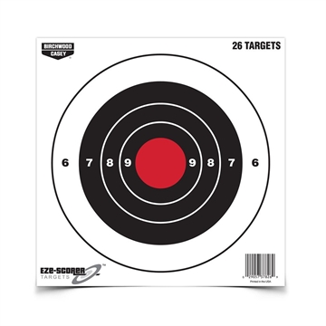 Picture of Birchwood Casey EZE-Scorer 8" Bullseye Paper Hanging Black/Red 26 Per Pkg 37826