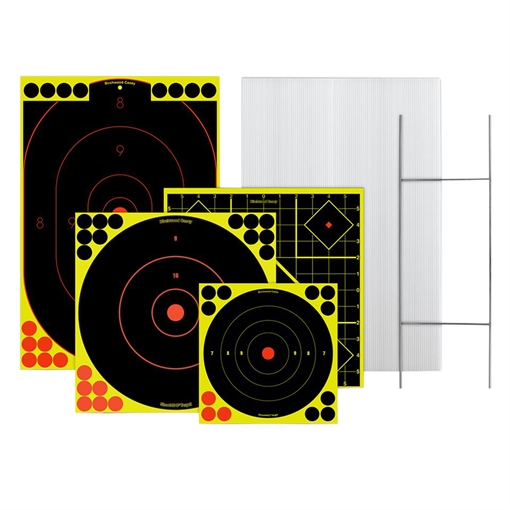 Picture of Birchwood Casey Sharpshooter Stand & Target Kit Standing Paper Black/Yellow 1 Frame/4 Targets 38102