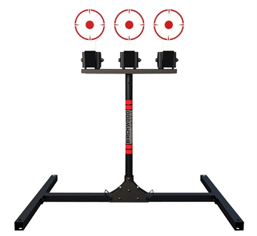 Picture of Birchwood Casey 3 Spring Loaded Self Resting Targets Plate Rack Black/Red AR500 Steel 0.37" Thick Standing 3TPR
