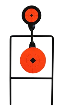 Picture of Birchwood Casey World of Targets Super Double Mag Spinner 4.50"/6" Handgun Black/Orange Steel Circle w/Crosshair & Diamond 0.37" Thick Standing 46344