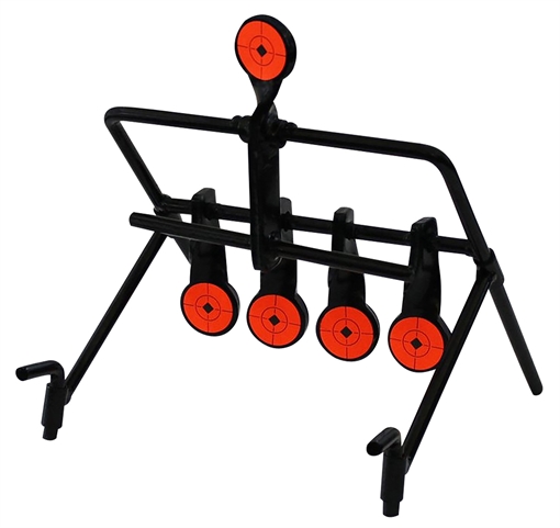 Picture of Birchwood Casey 47021 World of Targets Resetting Gallery 1.75" Rimfire Rifles/Handguns Black/Red 0.37" Thick Standing Works With Rimfire 47021 BC-47021