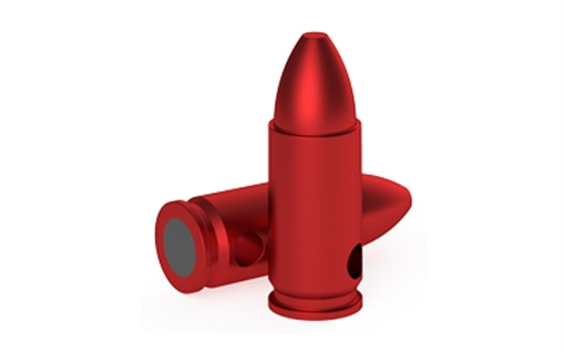 Picture of Birchwood Casey DURACAP Training Rounds, 9MM, Aluminum Construction, Anodized Finish, Red, 6 Pack BC-DCTR-9MM