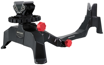 Picture of Birchwood Casey Foxtrot Shooting Rest Black Non-Marring Material/Red Accents, Adjustable Elevation, Removeable Center Section for Pistols & Rifles CSR