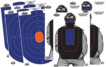 Picture of Birchwood Casey Dirty Bird Combo 12"x18" 4-Blue/Orange Oval & 4-Bad Guy IPSC Silhouette BC-35735