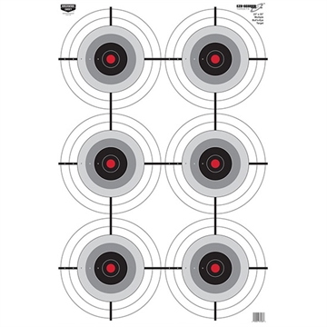 Picture of Birchwood Casey EZE-Scorer Bullseye Hanging Paper 23" x 35" Black/Gray/Red 5 Pack BC-37037