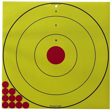 Picture of Birchwood Casey Shoot-N-C, Adhesive Target, Easily Visible Black Splatter, Yellow, 17.75" X 17.75" BC-LRBET-5PK LRBET5PK