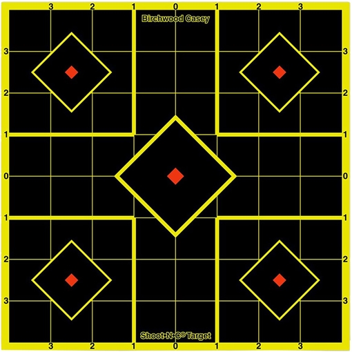 Picture of Birchwood Casey 34112 Shoot-N-C Reactive Target Self-Adhesive Paper Multi Color 8" 5-Diamond 15 Pack 34112 BC-34112