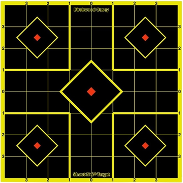 Picture of Birchwood Casey 34112 Shoot-N-C Reactive Target Self-Adhesive Paper Multi Color 8" 5-Diamond 15 Pack 34112 BC-34112