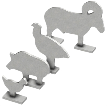 Picture of Birchwood Casey Silhouette Knock Over Targets, 1/4" Steel Targets, 1/5 Scale, (4) Piece Set, Silver BC-47422