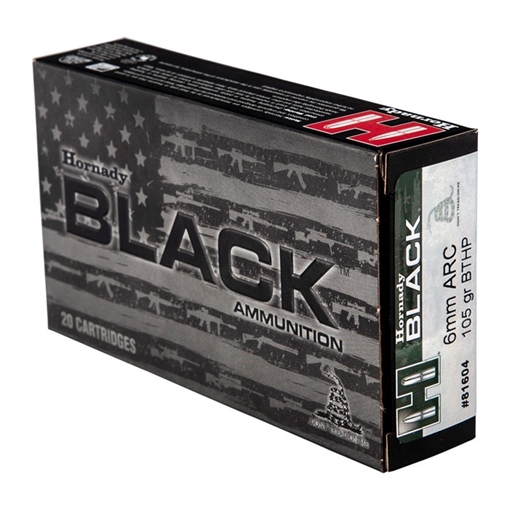 Picture of Hornady Black 6mmARC 105gr Boat Tail Hollow Point 20 Per Box/10 Case 81604