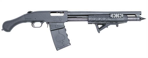 Picture of BLACK ACES TAC MAG FED SHOCKWAVE 12 GA 15" PUMP SHTGN BLK W/BAT TRIRAIL MAGP GRIP SGP 27.5" 2/5RD BATSHKUP