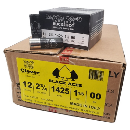 Picture of BLACK ACES TACTICAL AMO 12GA 00BUCK 9PEL 1425FPS 2 3/4 1-1-5OZ 25RD BOX (10 PER CASE) BAT-00-1425