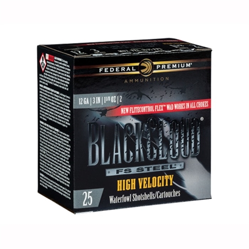 Picture of Federal Premium, Black Cloud FS Steel High Velocity with Flightcontrol Flex Wad, 12 Gauge 3", #3, 1 1/8 oz, Steel Shot, 25 Round Box PWBXH1433