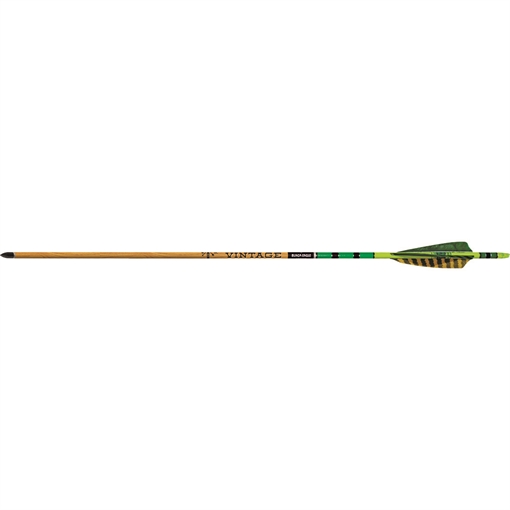 Picture of Black Eagle Black Eagle Vintage Traditional Arrows .005 600 Green/Yellow Feathers 6 pk. 327