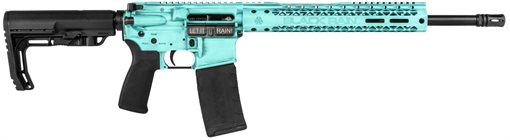Picture of Black Rain Spec + Fusion 5.56x45mm NATO 16" 30+1 Tiffany Blue Battleworn Cerakote 6 Position MFT Minimalist Stock BROFUSIONTBB