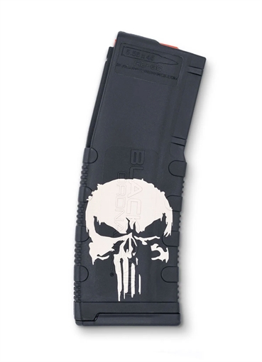 Picture of Black Rain Ordnance Black Rain Ordnance Lasered AR15 Magazine Punisher without Flag 30 rd. BRO-MAG30-PUNISHW/OF BRMG30PUNWOFG
