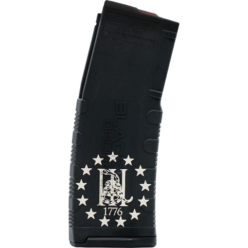 Picture of Black Rain Ordnance Lasered AR15 Magazine 3Percent 1776 Gadsen Flag 30 rd. BRO-MAG30-3PERC-GAD