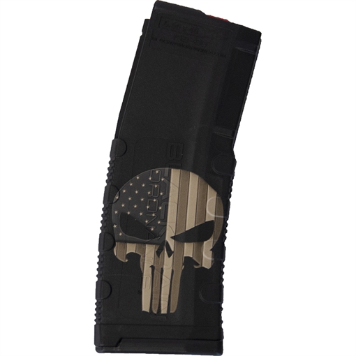 Picture of Black Rain Ordnance Magazine 30rd 223 Rem/5.56 NATO Punisher American Flag Engraving Fits AR-15 Platform MAG30PUNISHW/FLAG