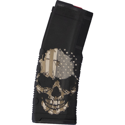 Picture of Black Rain Ordnance Black Rain Ordnance Lasered AR15 Magazine Skull with Flag 30 rd. BRO-MAG30-SKULLW/FLA