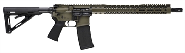Picture of Black Rain Ordnance Spec 15+ We The People 5.56x45mm NATO 30+1 16", Green Battleworn with Deep Engraving, 15" Slim M-LOK, Magpul Grip/Carbine Stock, Castle Flash Hider BROWTPBGB