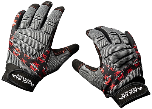 Picture of Black Rain Ordnance Tactical Gloves Black/Gray/Red Medium Velcro TACTGLOVEGRY/BLK/RD