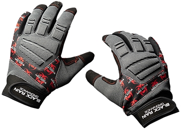Picture of Black Rain Ordnance Tactical Gloves Black/Gray/Red Medium Velcro TACTGLOVEGRY/BLK/RD