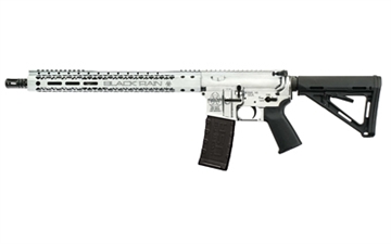 Picture of Black Rain Ordnance SPEC15, Semi-automatic Rifle, 223 Remington/556NATO, 16" Barrel, Cerakote Finish, Battleworn White, Magpul MOE Grip, Magpul Collapsible Stock, 15" Free Float Handguard, 30 Rounds, 1 Magazine BRO-SPEC-MOE-BW-BTL