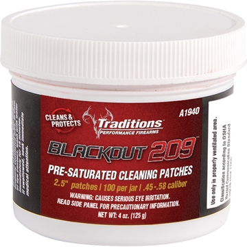 Picture of TRADITIONS MUZZLELOADING BLACKOUT 209 PRE SATURATED CLEANING PATCHES 100/PK ( 6 PER CASE ) A1940