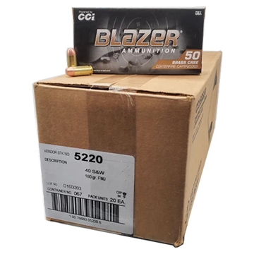 Picture of BLAZER 40 S&W - BRASS 180GR FMJ AMMO 1000RD CASE 5220 CASE