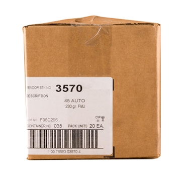 Picture of BLAZER 45 ACP 230GR FMJ 1000 ROUNDS CASE 3570 CASE