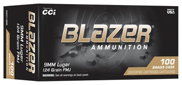 Picture of CCI Blazer Brass Handgun Ammunition 9mm Luger 125gr FMJ 1090 fps 100/ct Trayed 52011BB
