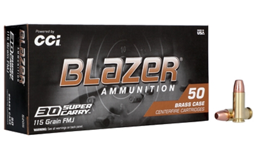 Picture of CCI Blazer Brass Handgun 30Super Carry 115gr Full Metal Jacket Flat Nose 50 Per Box/20 Case 5205