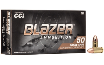 Picture of CCI Blazer Brass Handgun 9mmLuger 115gr Full Metal Jacket 50 Per Box/20 Case 5200