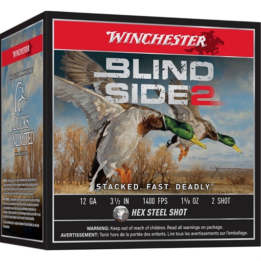 Picture of Winchester Winchester Blind Side 2 Shotgun Ammo 12 ga. 3.5 in. 1 5/8 oz. HV 2 Shot 25 rd. XBS12L2