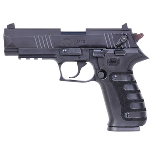 Picture of Mauser Rimfire M20 22 LR 10+1 4" Black Steel Barrel, Black Serrated Slide, Black Aluminum Frame w/Picatinny Rail, Black Molded Grip, Ambidextrous 4010101
