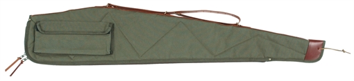 Picture of Bob Allen Canvas Rifle Case 40" Green Canvas w/ Quilted Flannel Lining Leather Sling & Self-Repairing Nylon Zipper 14536