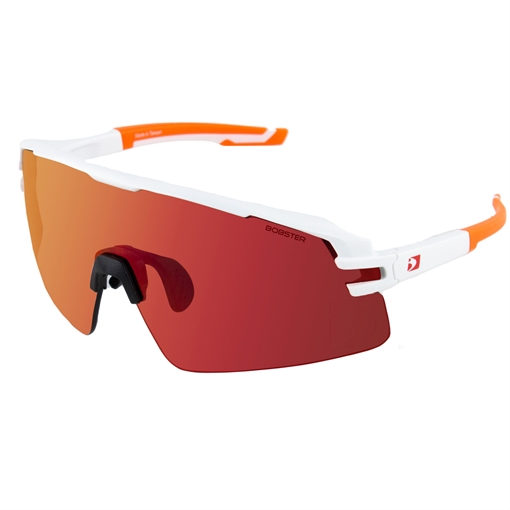 Picture of Bobster Flash Sunglasses - Matte White/Orange Frame w/Smoke Black Red Revo Lens BFLA01