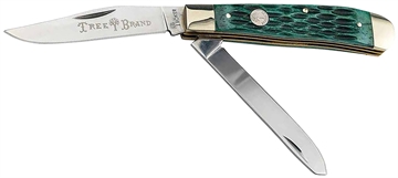 Picture of Boker Trapper 2.0 Clip Point/Spey Plain D2 Steel Blade Green Jigged Bone Handle 110831