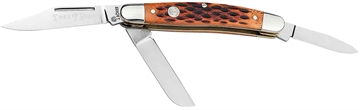 Picture of Boker Stockman Traditional Medium Clip Point/Sheepsfoot/Spey Plain D2 Steel Blade Brown Jigged Bone Handle 110852