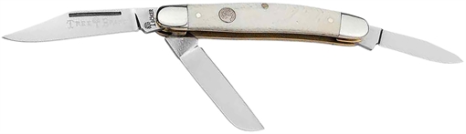 Picture of Boker Stockman Traditional Medium Clip Point/Sheepsfoot/Spey Plain D2 Steel Blade Smooth White Bone Handle 110854