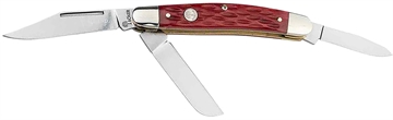 Picture of Boker Stockman Traditional Medium Clip Point/Sheepsfoot/Spey Plain D2 Steel Blade Red Jigged Bone Handle 110855
