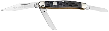 Picture of Boker Stockman Traditional Large Clip Point/Sheepsfoot/Spey Plain D2 Steel Blade Black Jigged Bone Handle 110856