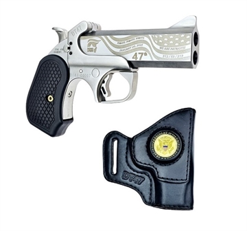 Picture of Bond Arms DT47 Satin Package, 45LC/410 Bore with 3" Chamber, 4.25" Barrel, Steel Construction with Trigger Guard, Satin Finish, Silver, Extended Resin Grips, Fixed Sights, 2 Rounds, Includes Holster BADT47-SATIN PKG