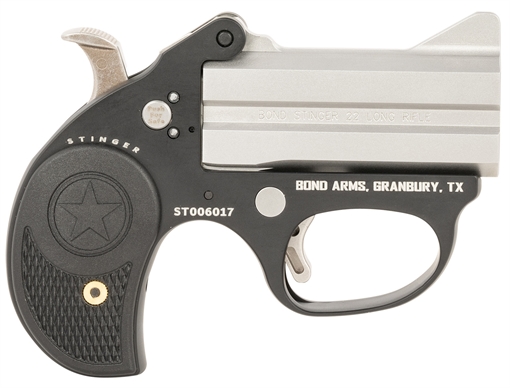 Picture of Bond Arms Stinger 22 LR 2rd, 3" Double Matte Stainless Steel Barrel, Anodized Aluminum Frame, Black Nylon Grip, Rebounding Hammer, Crossbolt Safety BAST