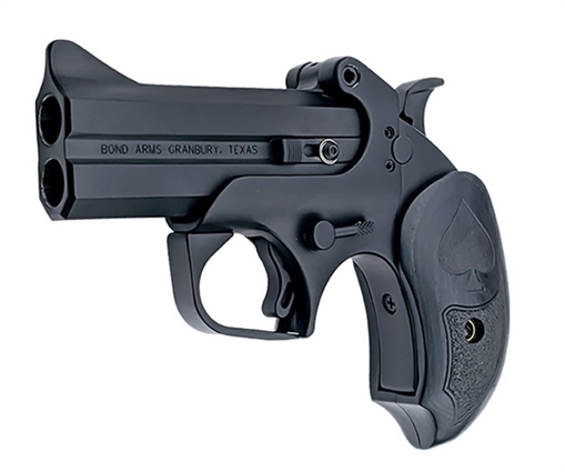 Picture of Bond Arms Black Jack, Derringer, 410 Gauge/45 Long Colt, 3.5" Barrel, Steel, Black, Black Wood Grips with Spade, Fixed Sights, 2 Rounds, With Trigger Guard BABJ45410