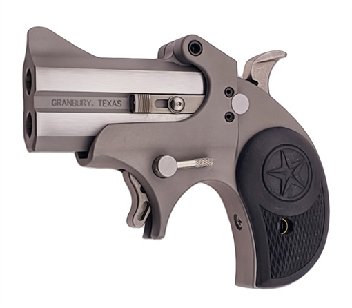 Picture of Bond Arms Rawhide, Derringer, 357 Magnum/38 Special, 2.5" Barrel, Rough and Tumble Finish, Silver, Nylon Grips, Fixed Sights, Manual Safety, 2 Rounds BARHR-357-38 BARHR - 357/38