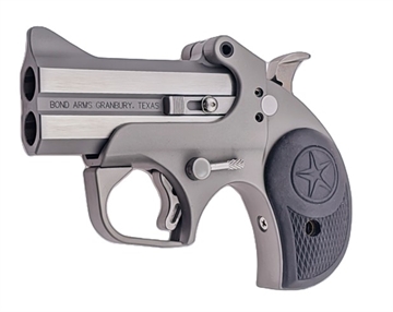 Picture of Bond Arms Rowdy, Derringer, 410 2.5" or 45LC, 3" Barrel, Steel, Silver, Rubber Grips, Fixed Sights, 2 Rounds, With Trigger Guard BARW-45/410