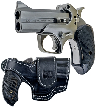 Picture of BOND ARMS SOUND OF FREEDOM HGD 45/410 3.5 IN O/U BBL SS FRAME BLK ASH GRIP W/BLK DRIVING HOLSTER BASOF-45410 BASOF45410