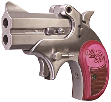 Picture of Bond Arms Mini Girl 357 Mag/38 Sp 2rd 2.50" Stainless Steel Double Barrel & Frame, Auto Extractor & Rebounding Hammer, Blade Front/Fixed Rear Sights, Pink Laminate Grip, Manual Safety BAM
