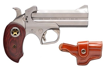 Picture of Bond Arms Rustic Ranger 45 Colt (LC) 410 Gauge 2rd Shot 4.25" Matte Stainless Stainless Stainless Steel Frame Rosewood w/Integrated Star Grips BARR